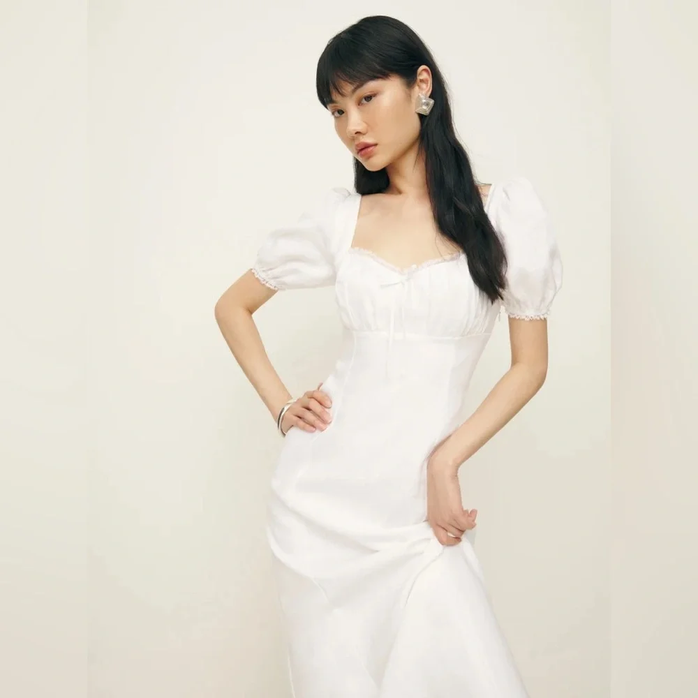Reformation NWT 12 Cherise White Linen Maxi Dress